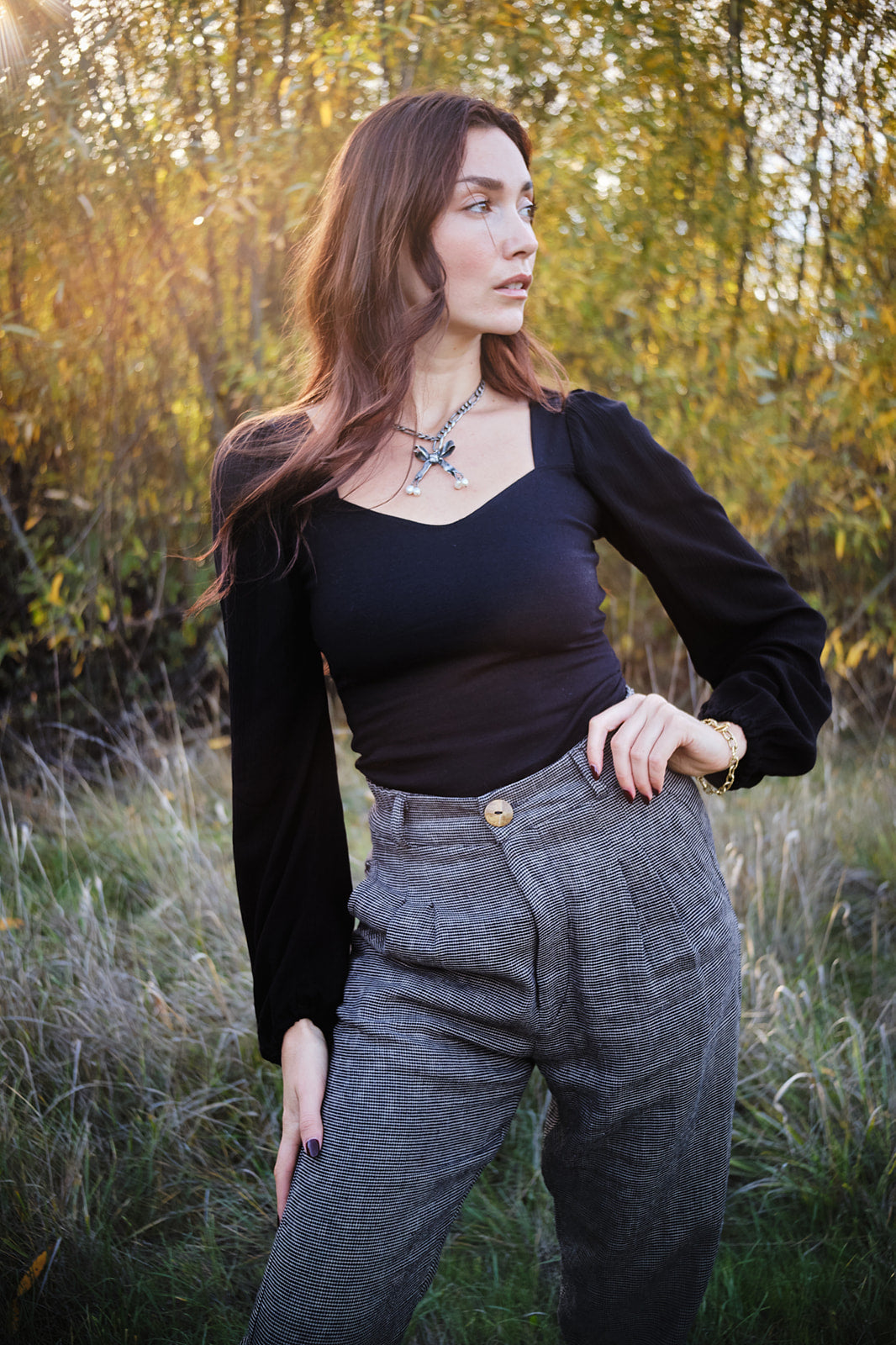 Perfect Pant in Black and Gray Checker