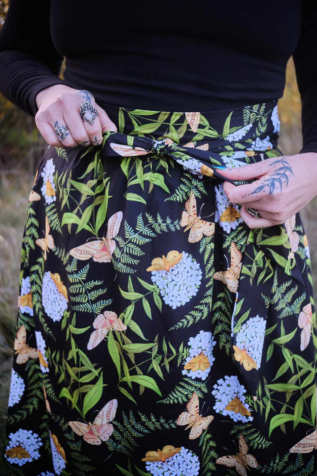 Maxi Wrap Skirt in Fern &amp; Flox by Swan Bones