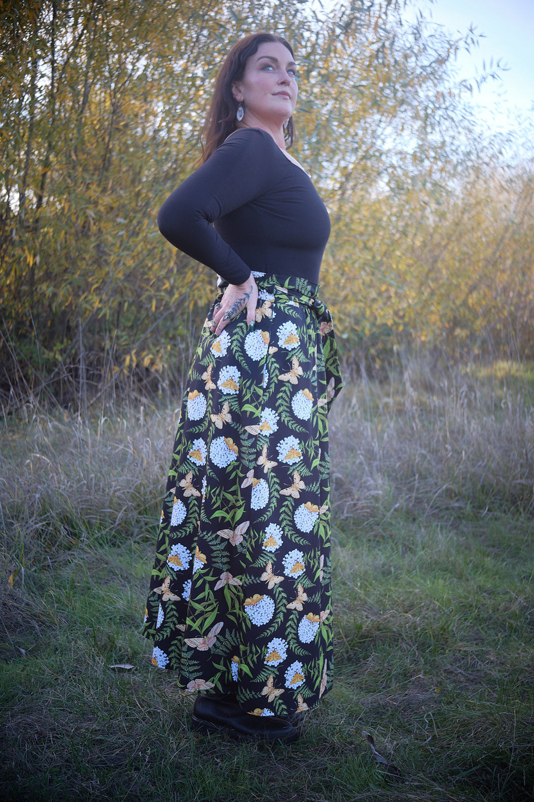Maxi Wrap Skirt in Fern &amp; Flox by Swan Bones