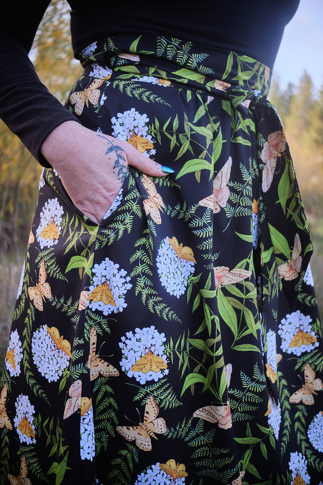 Maxi Wrap Skirt in Fern &amp; Flox by Swan Bones
