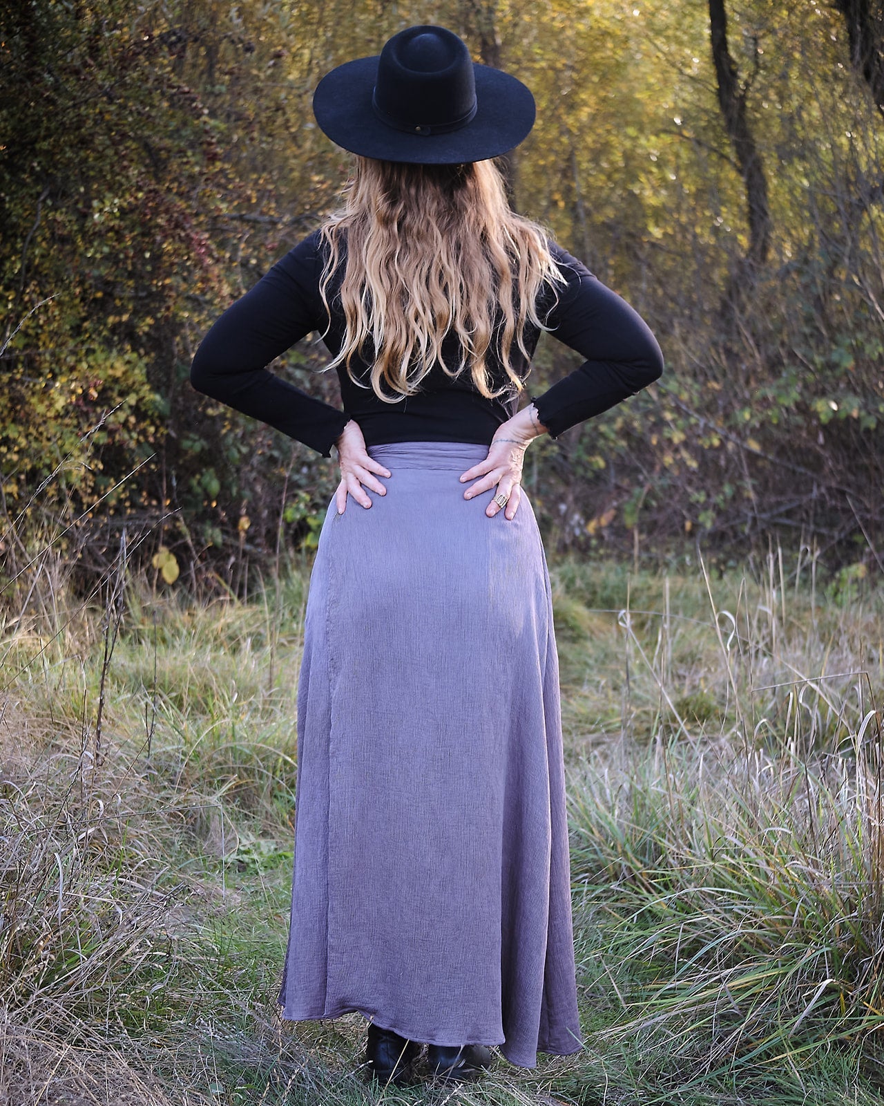 Maxi Wrap Skirt in Dyed Dusty Lavender