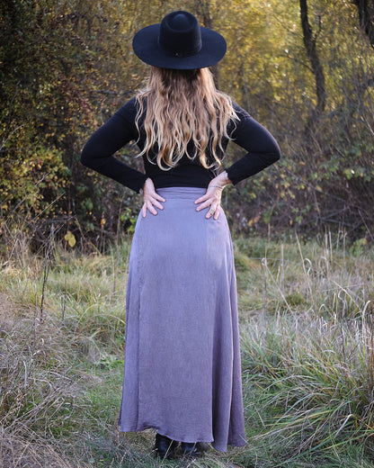 Maxi Wrap Skirt in Dyed Dusty Lavender