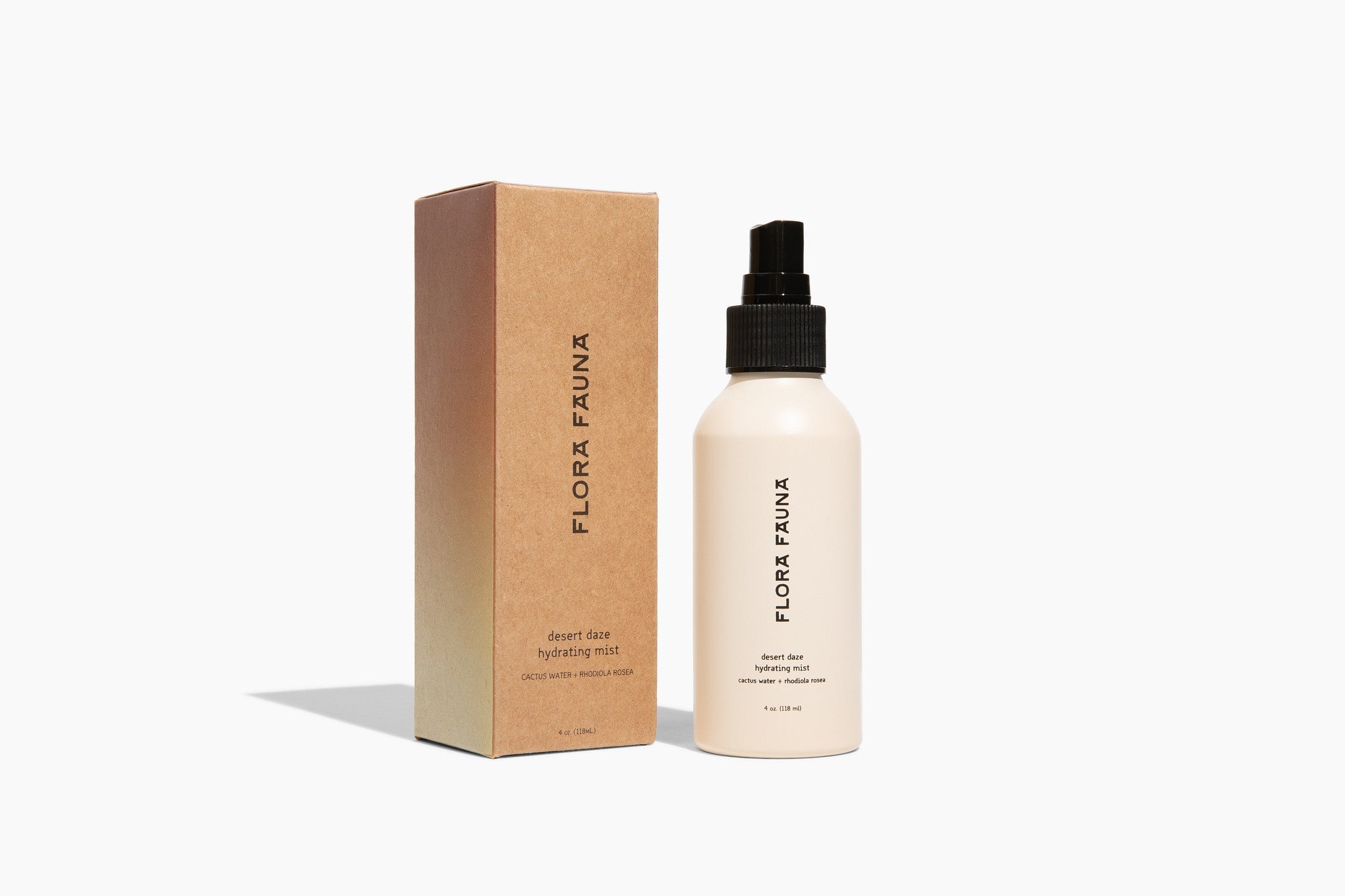 Flora Fauna hair care product bottle and box on a white background