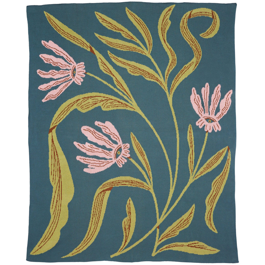 Biquette Throw Blanket BlueGrass in Egyptian Cotton Flora Vision