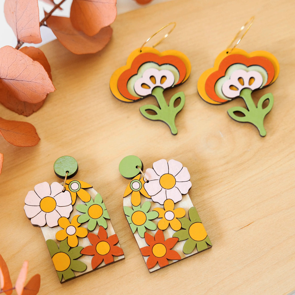 70s Tulip Hoops