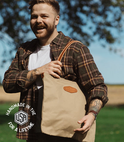 The Local Branch Waxed Canvas Flax Forager Canvas Tote - USA Made