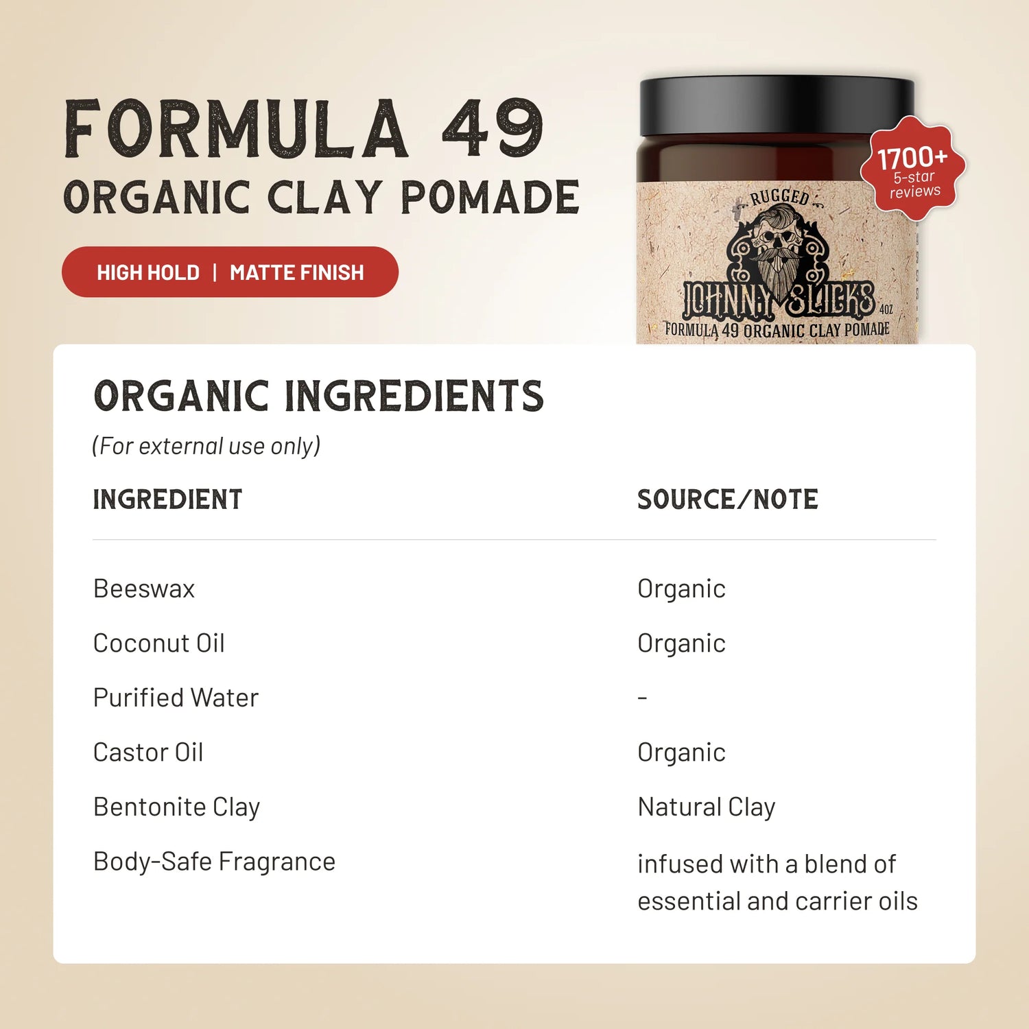 Formula 49 - Organic Clay Pomade - My American Goods