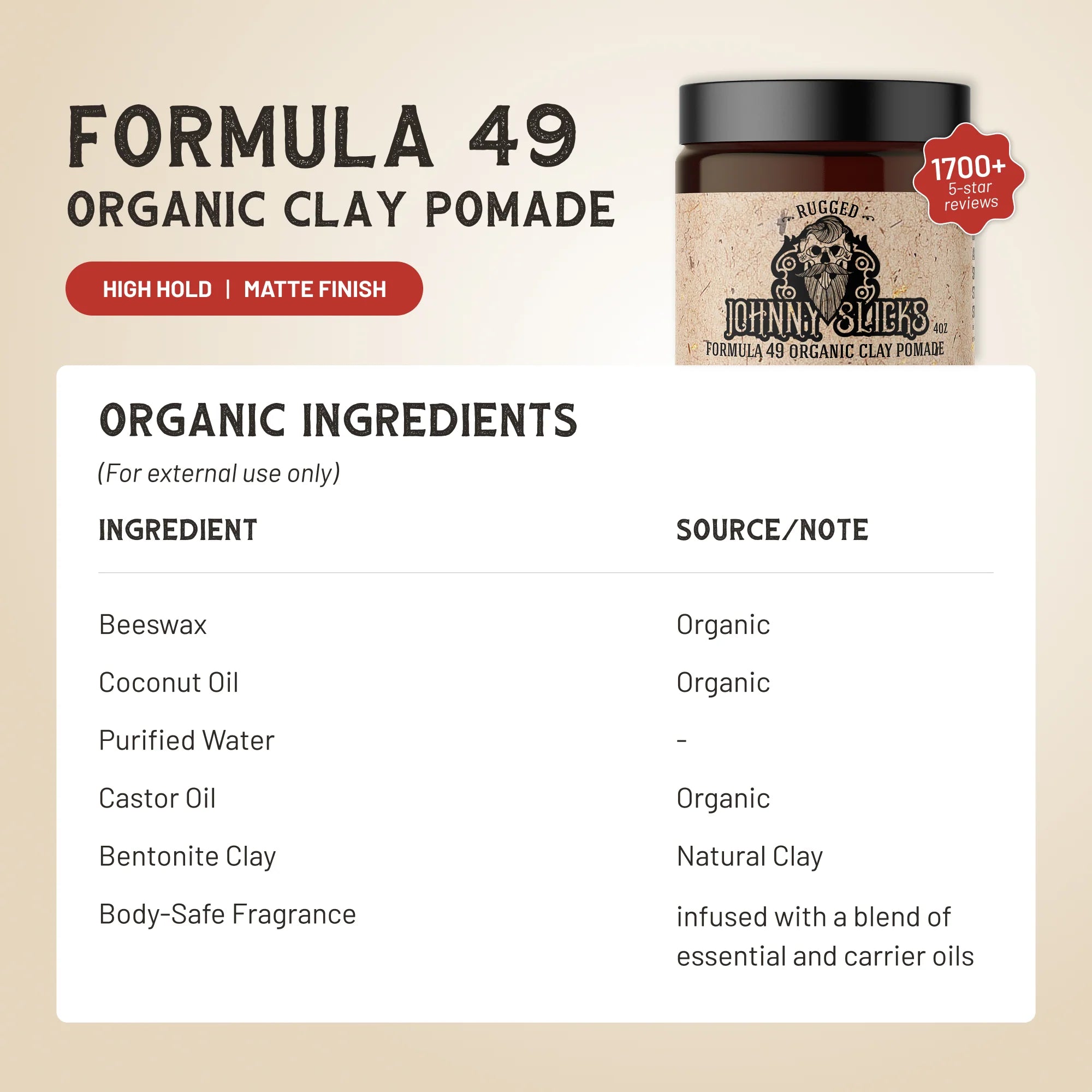 Formula 49 - Organic Clay Pomade - My American Goods