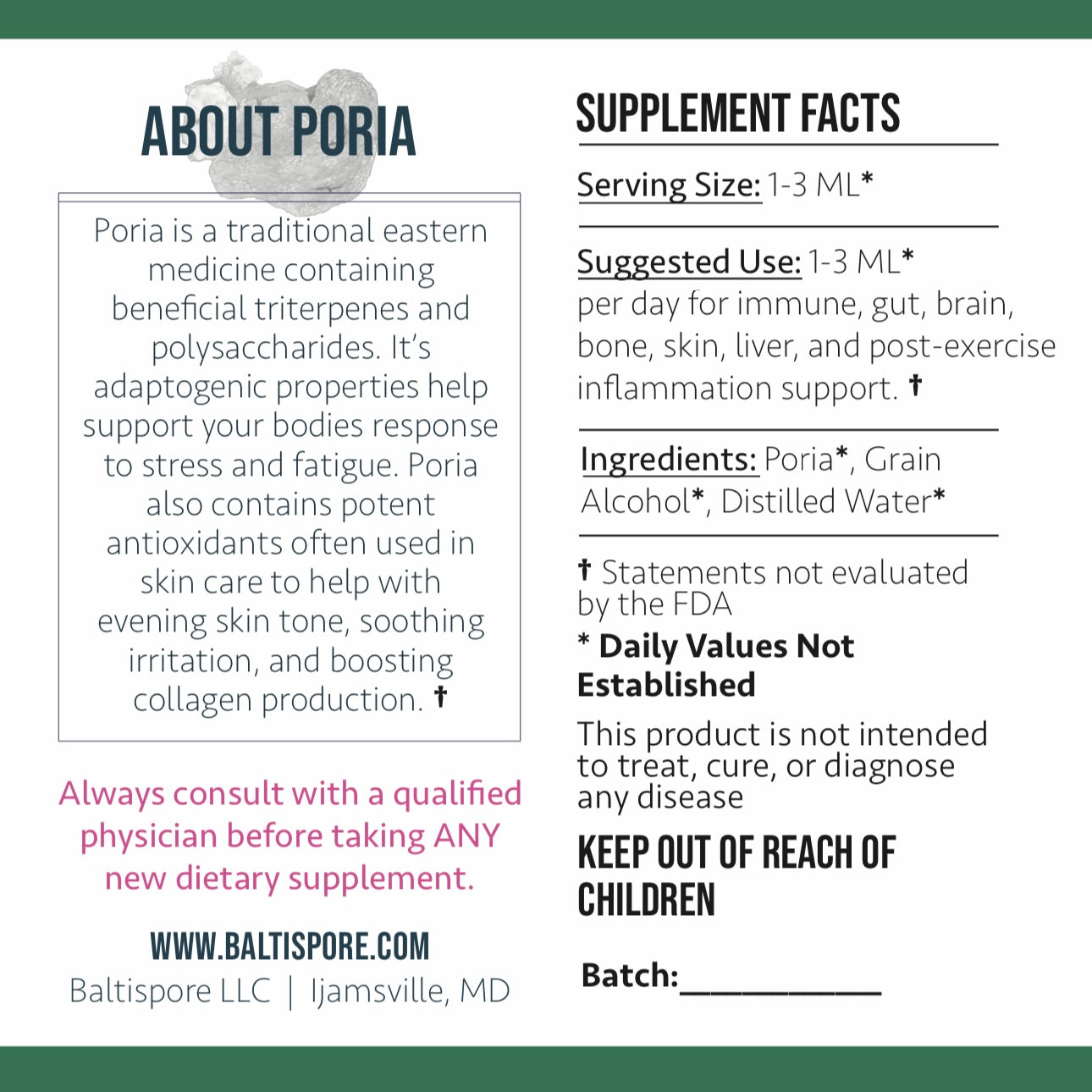 Poria Mushroom Tincture - My American Goods