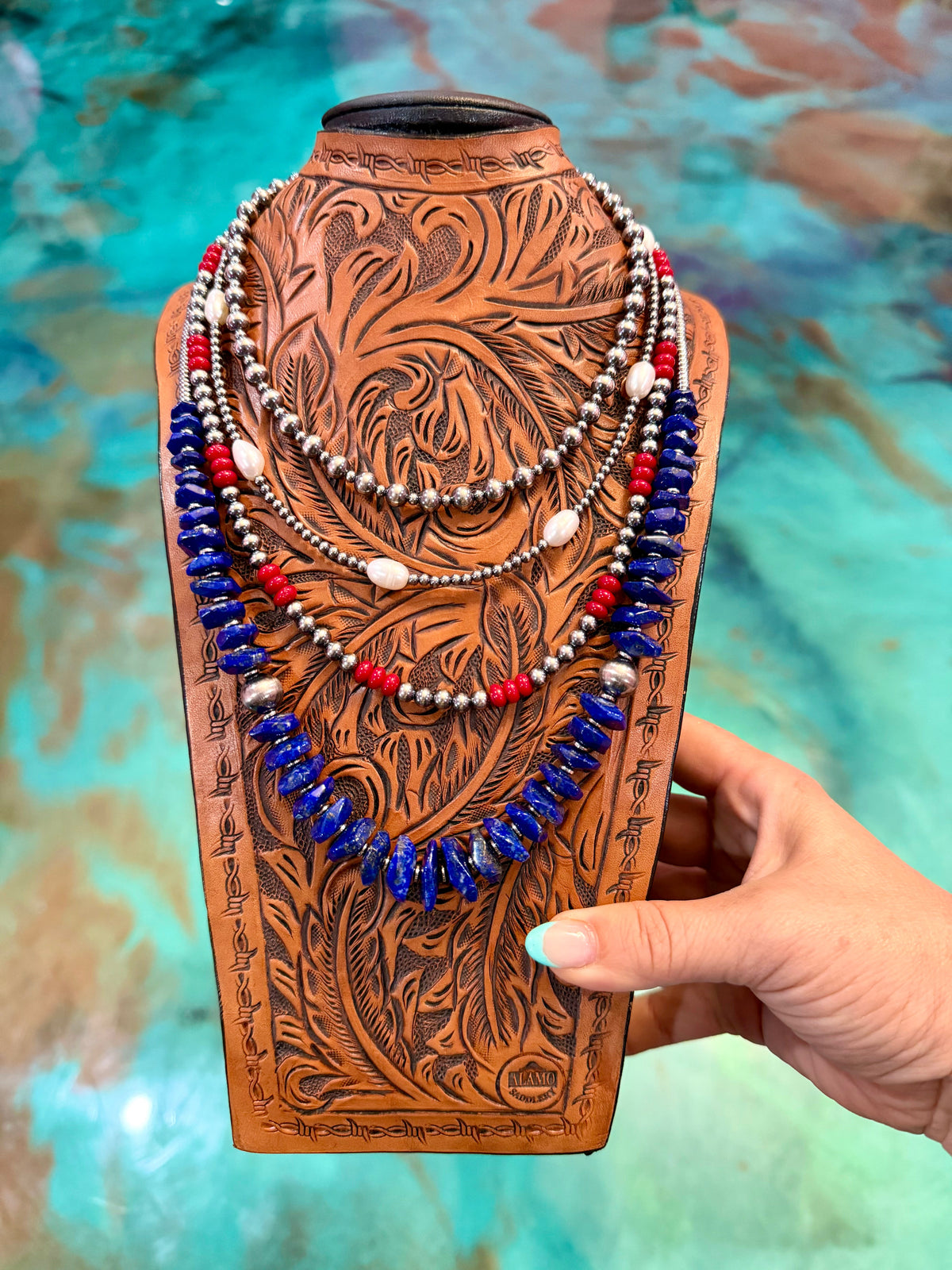 Sterling Silver, Pearl, Coral &amp; Lapis Layering Necklaces