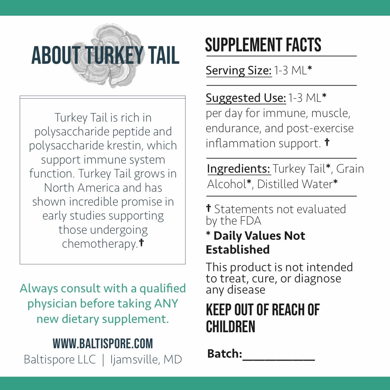 BaltiSpore Tincture Turkey Tail Mushroom Tincture