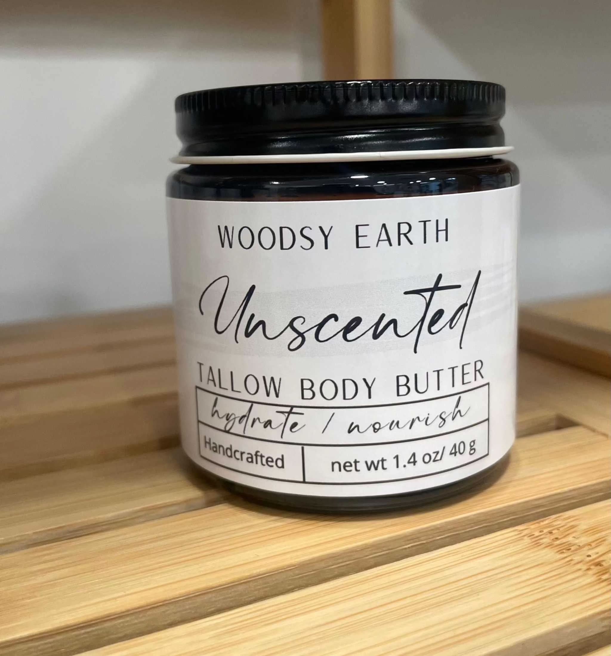 Woodsy Earth body butter Unscented Tallow Body Butter – Pure Hydration for Sensitive Skin
