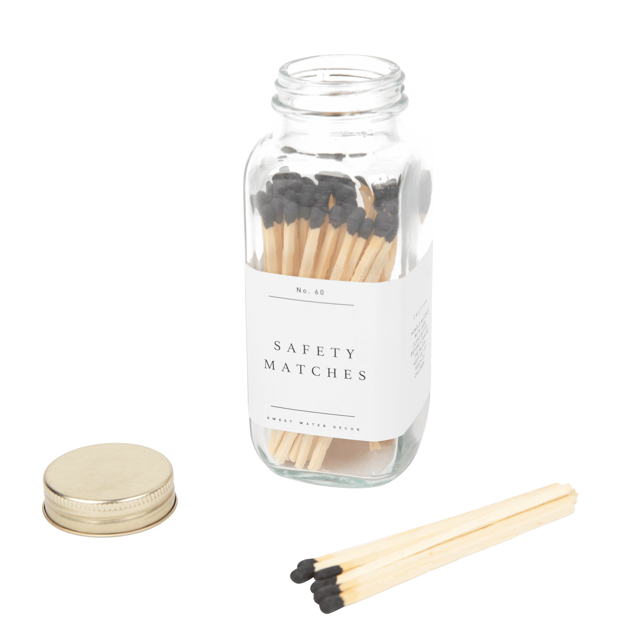 Sweet Water Decor Matches Black Tip Safety Matches - 60 Count, 3.75"