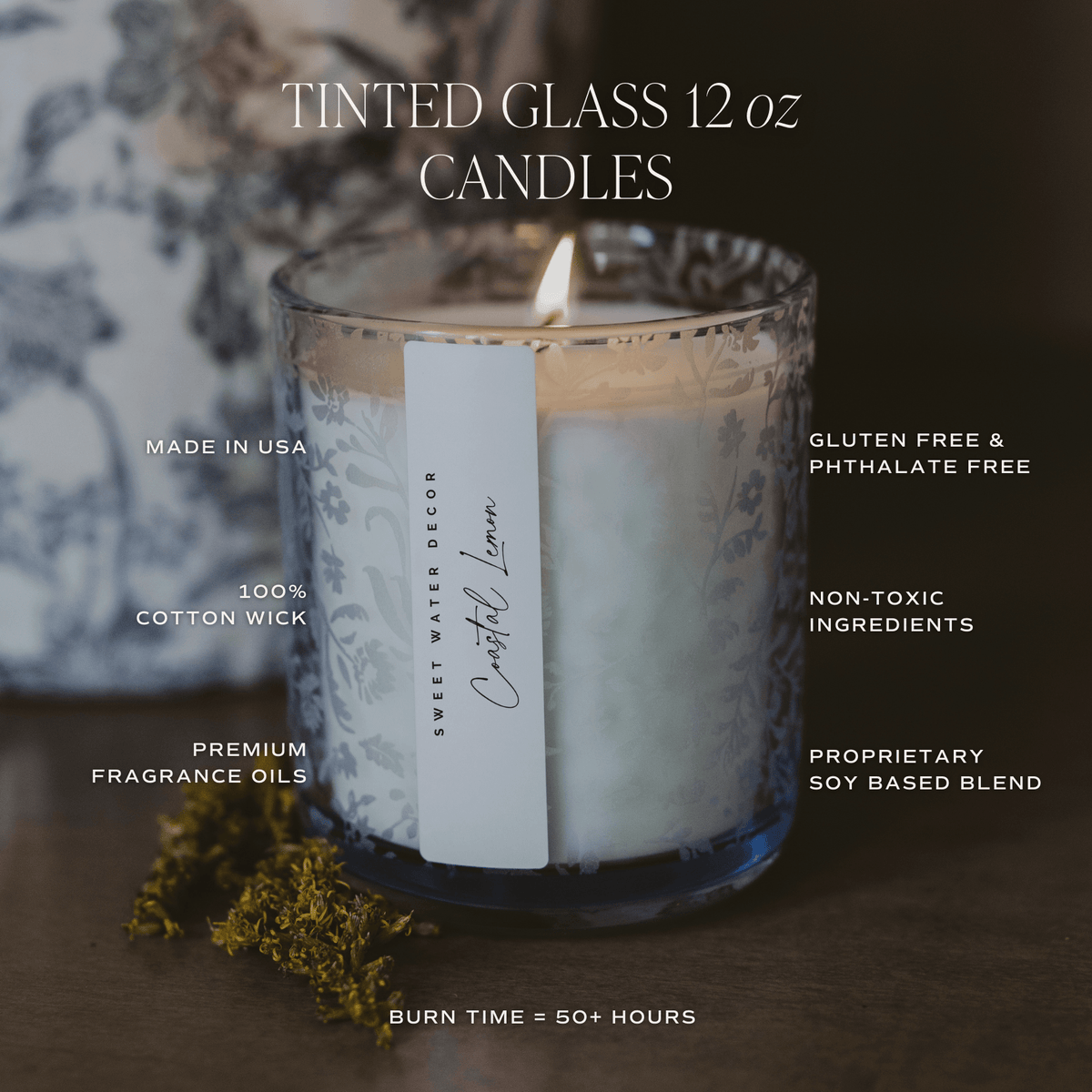 Spa Day Soy Candle - Blue Tinted Glass Jar - 12 oz