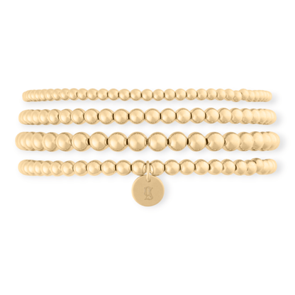 Cuffed by Nano LLC SMALL - 6.5" / g Old English Initial Juno Four Bracelet Stack