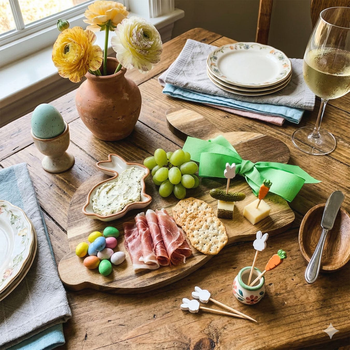 Gia Roma Wooden Easter Decor Bunny Board + Toothpick Set