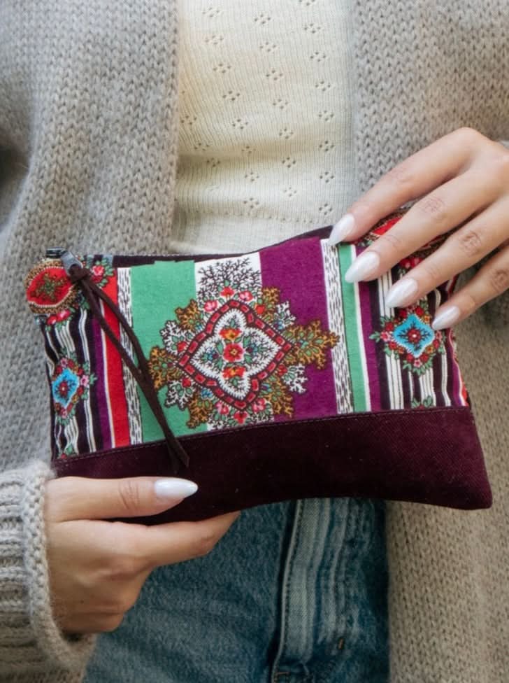 Ash &amp; Rose Geo Paisley Velvet Clutch