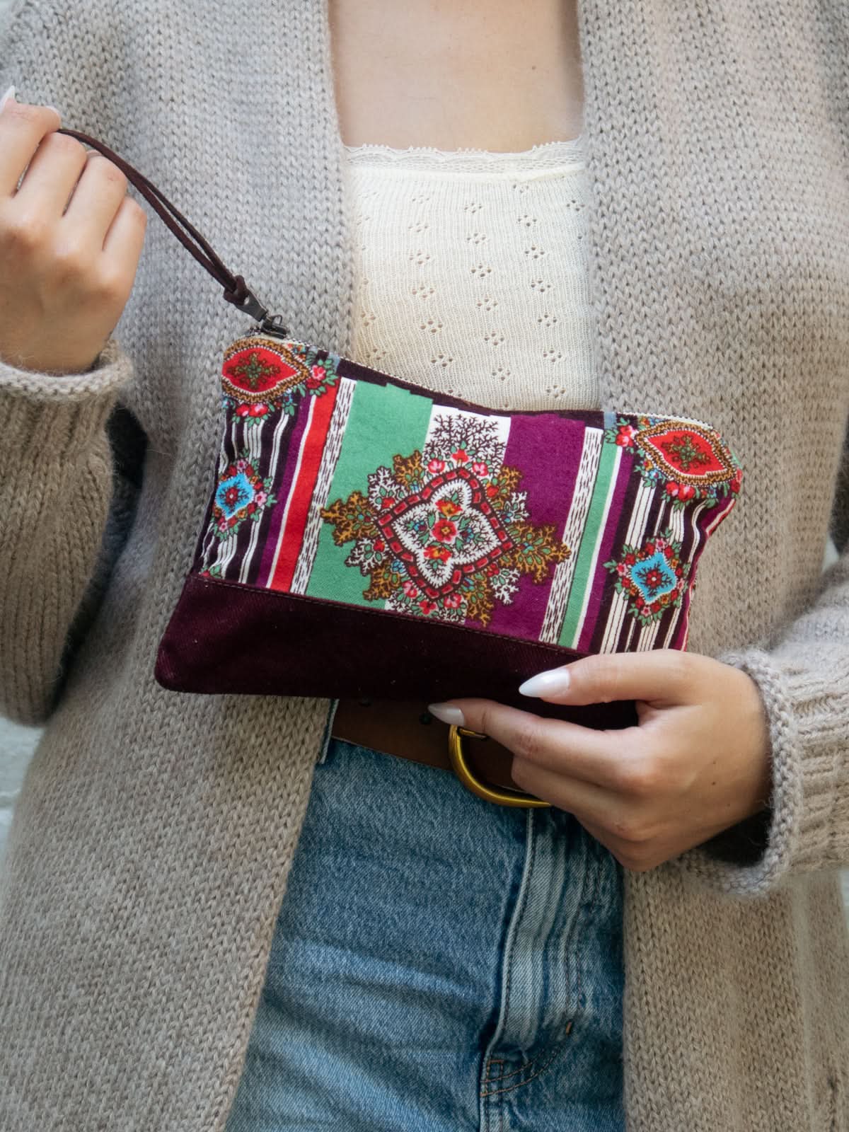 Ash &amp; Rose Geo Paisley Velvet Clutch