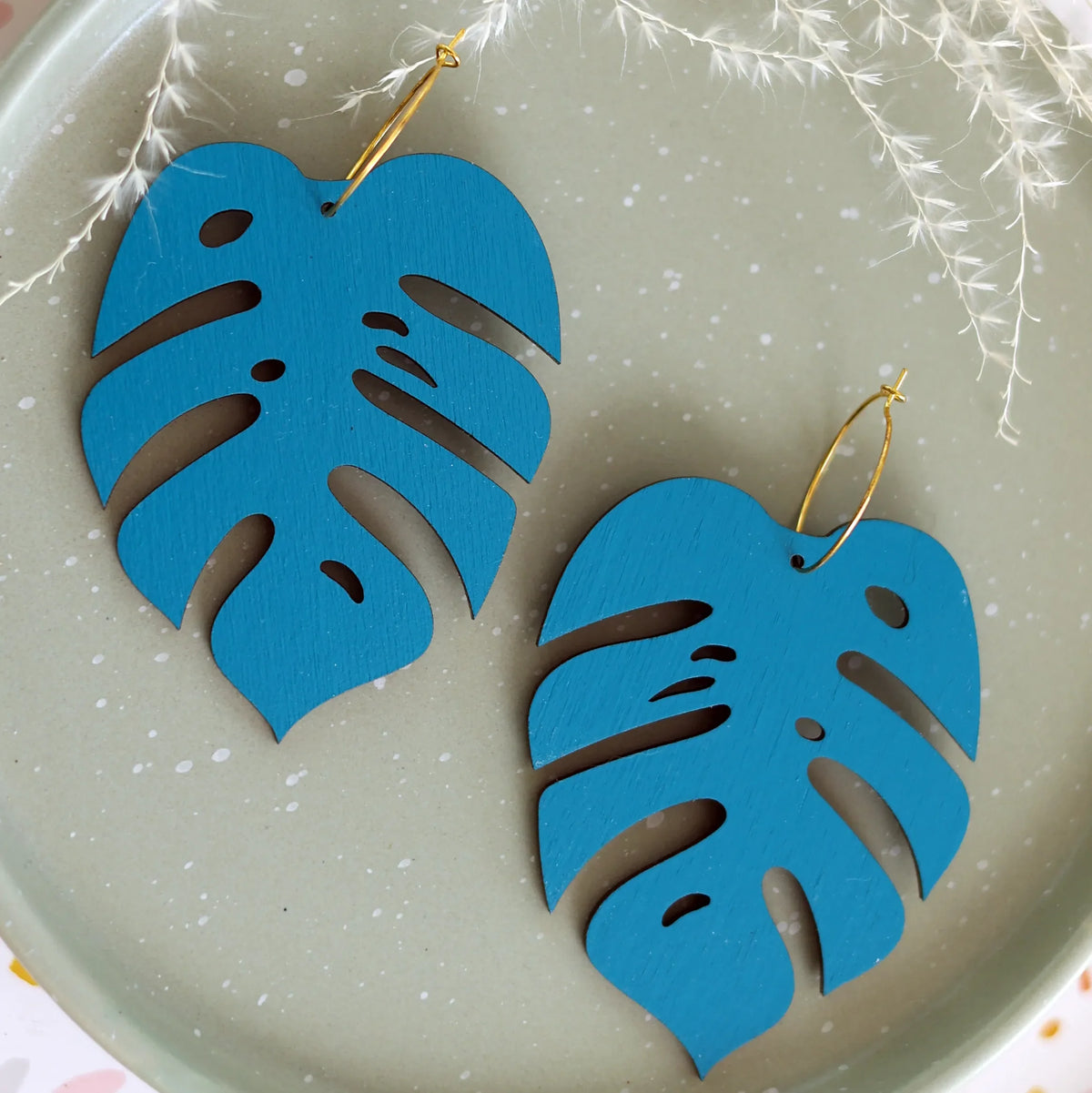 Monstera Statement Hoops Giant- 5 Colors Available