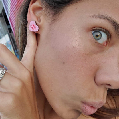 Self Love Candy Heart Studs