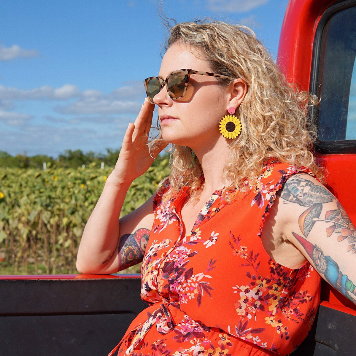 Sunflower Dangle Earrings