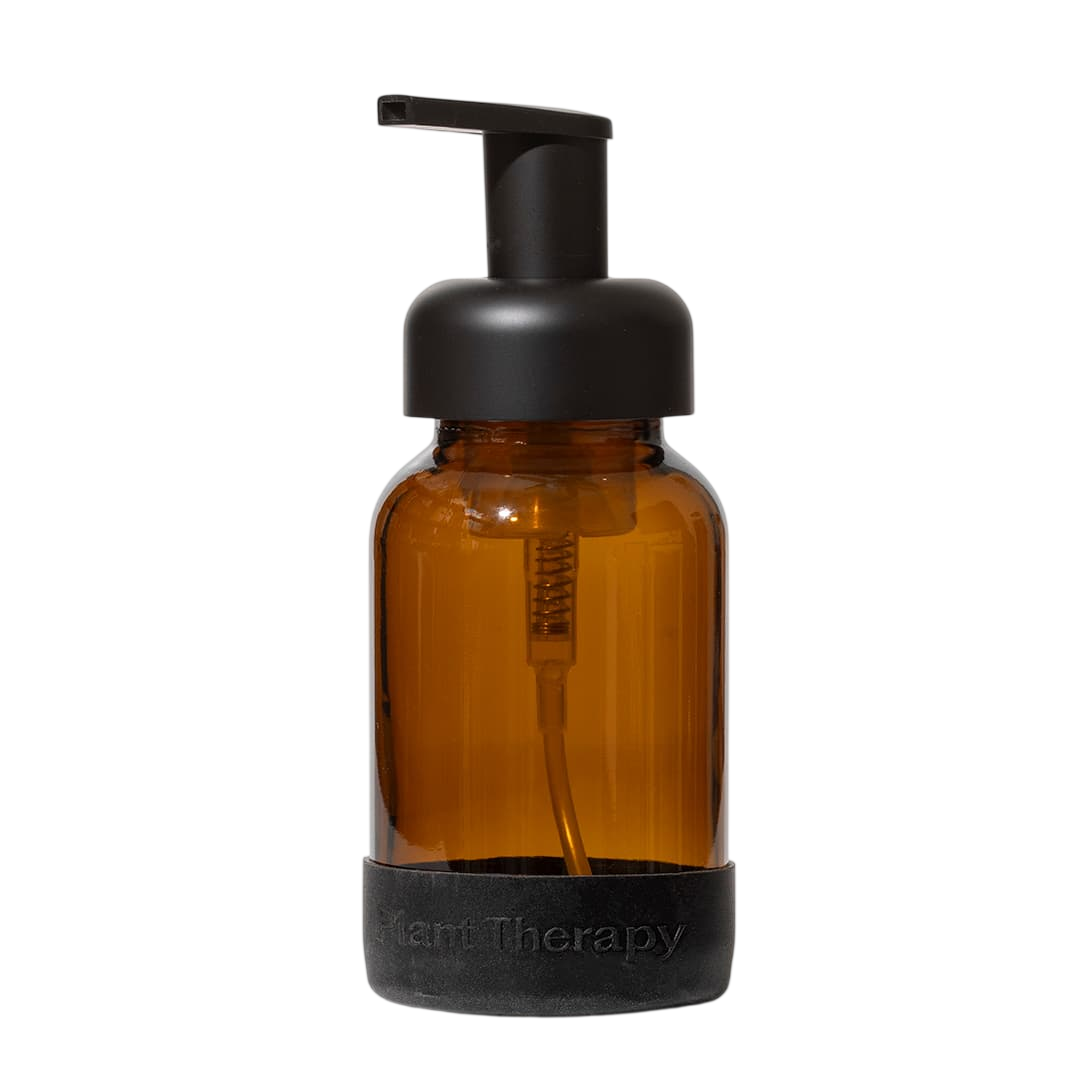 Glass Foaming Bottle with Black Silicone Sleeve 8 oz