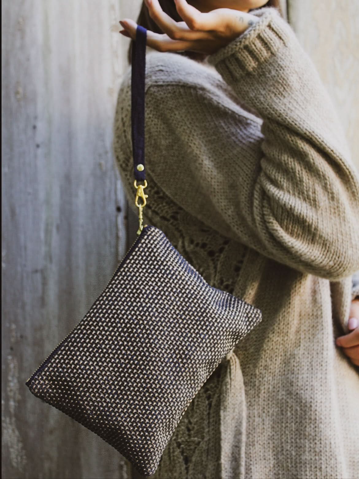 Ash &amp; Rose bag Golden Navy Tweed Purse