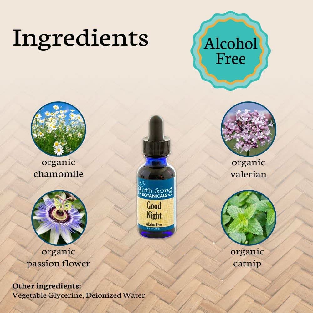 Birth Song Botanicals Co. Tinctures Good Night Herbal Tincture – Valerian &amp; Passionflower (1 oz)