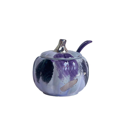 Pumpkin Sugar Pot, Spoon, and Creamer