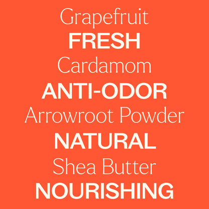 Text listing ingredients and properties on an orange background