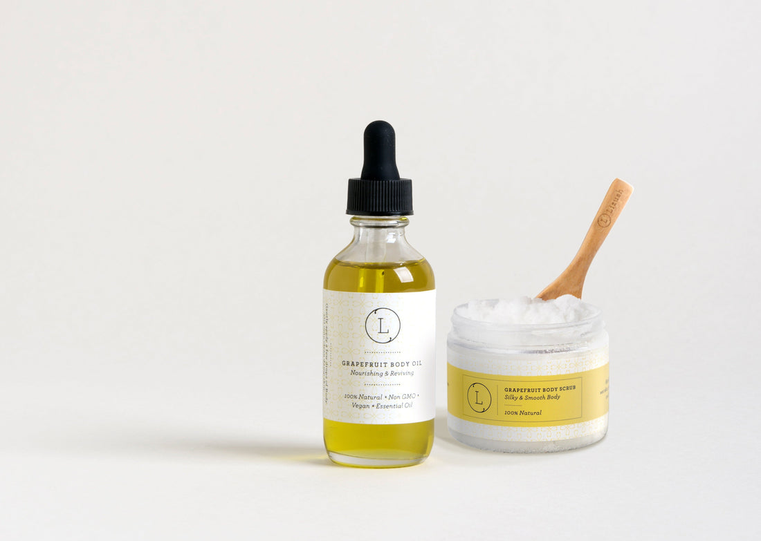Moisturizing set with Grapefruit body oil and Body scrub - My American Goods