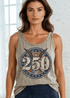 Crazy Cozy Cool Sleeveless Tops and Tanks Stone / 250 Emblem GRAPHIC / Small Born Free, Made in America | 250th Birthday Emblem Tank Top
