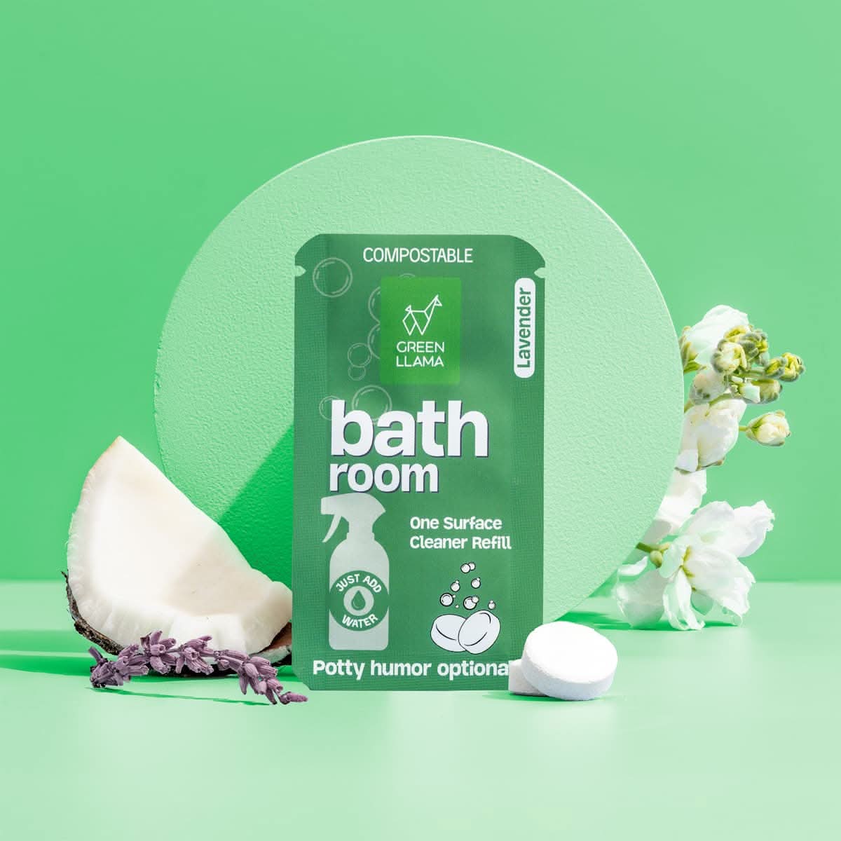 Green Llama Single Kit Bathroom Cleaner Bathroom Spray Glass Bottle Cleaning Kit with Lavender