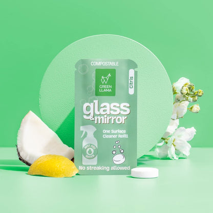 Green Llama Single Kit Glass Cleaner Cleaner Streak-Free Glass &amp; Mirror Cleaner Kit with Litsea Cubeba Fragrance