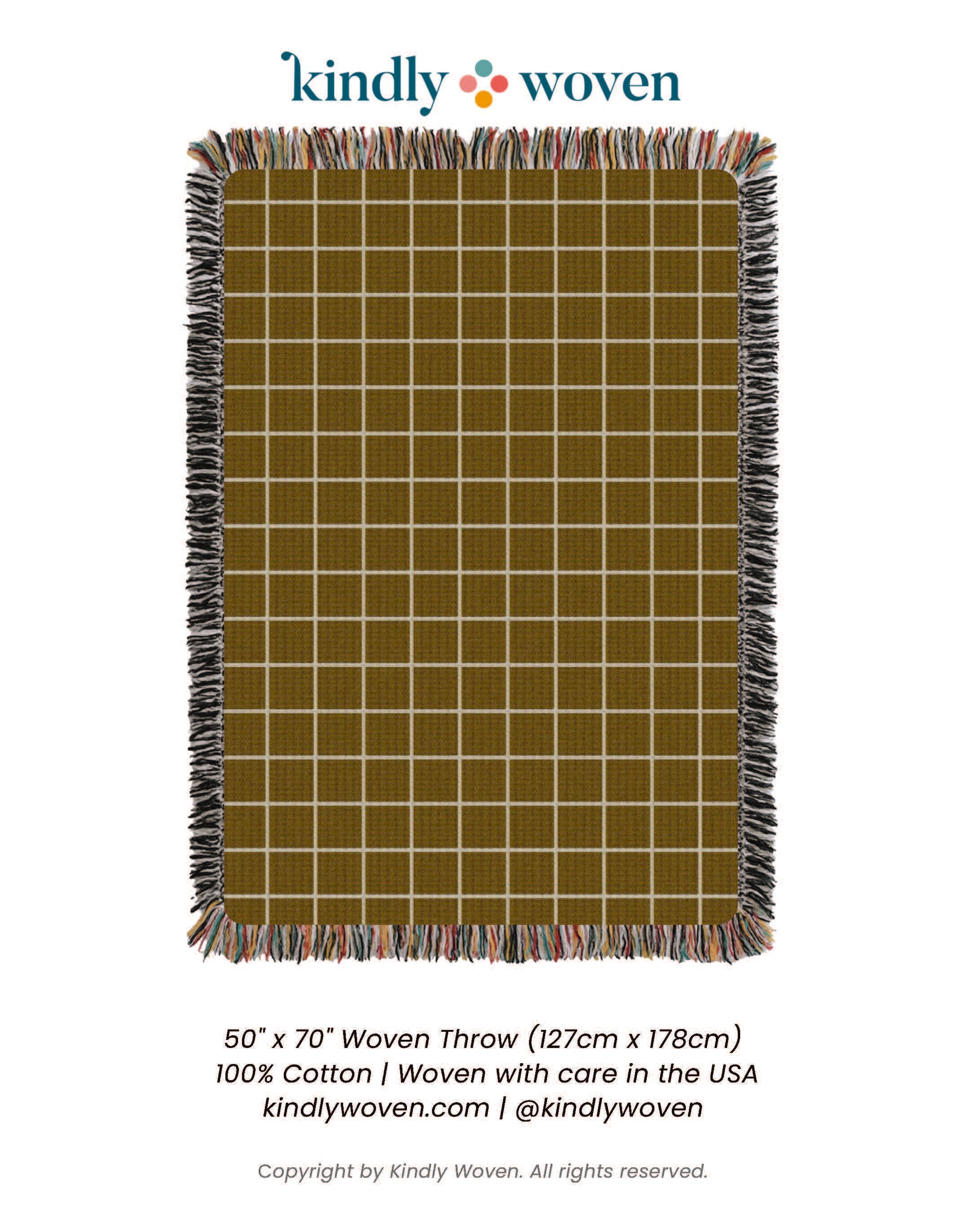 Greer Acorn Golden Brown Grid Cotton Throw Blanket