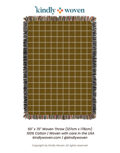 Greer Acorn Golden Brown Grid Cotton Throw Blanket