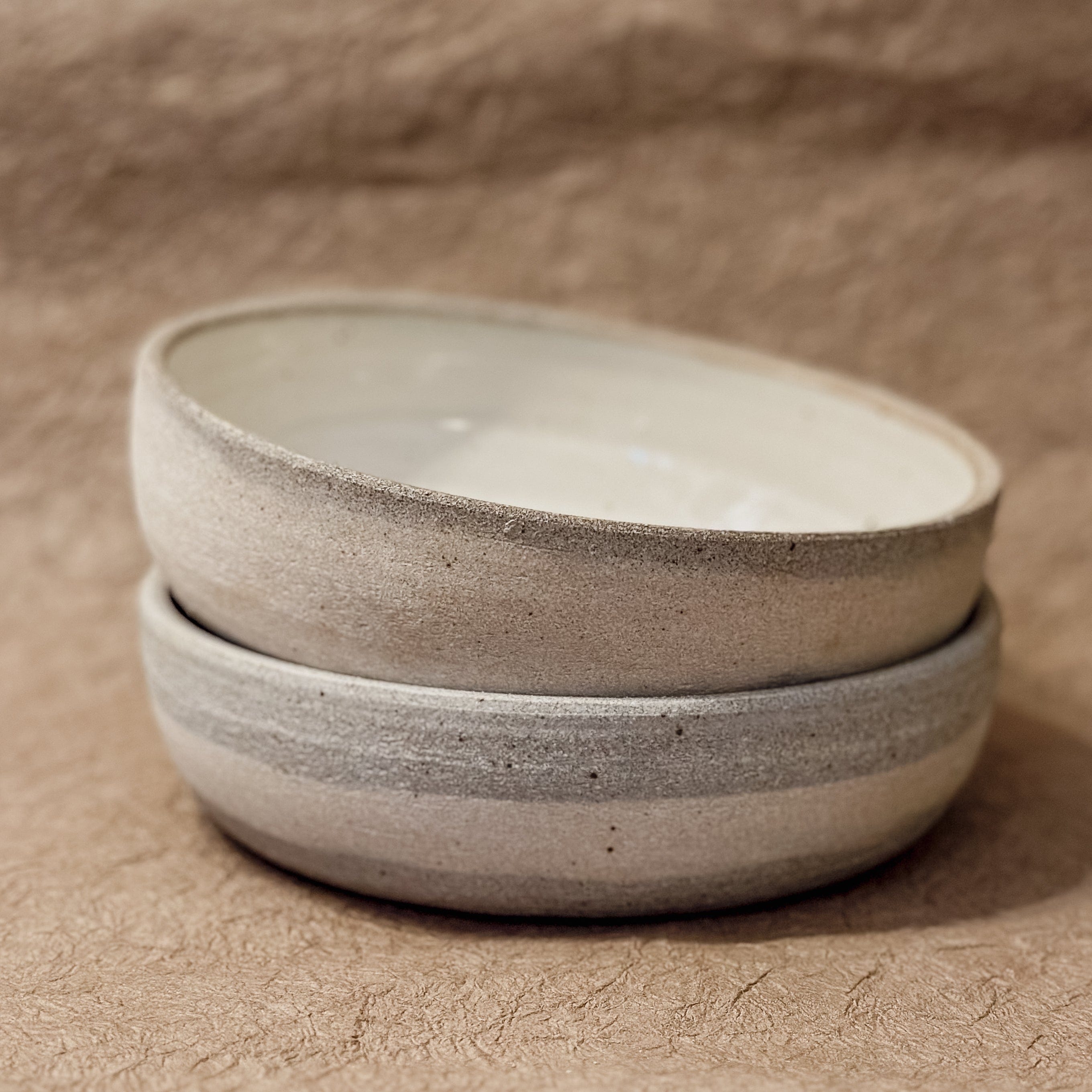 Olivia Snow Ceramics Bowl 7" Grey and White Marbled Ceramic Coupe Bowl