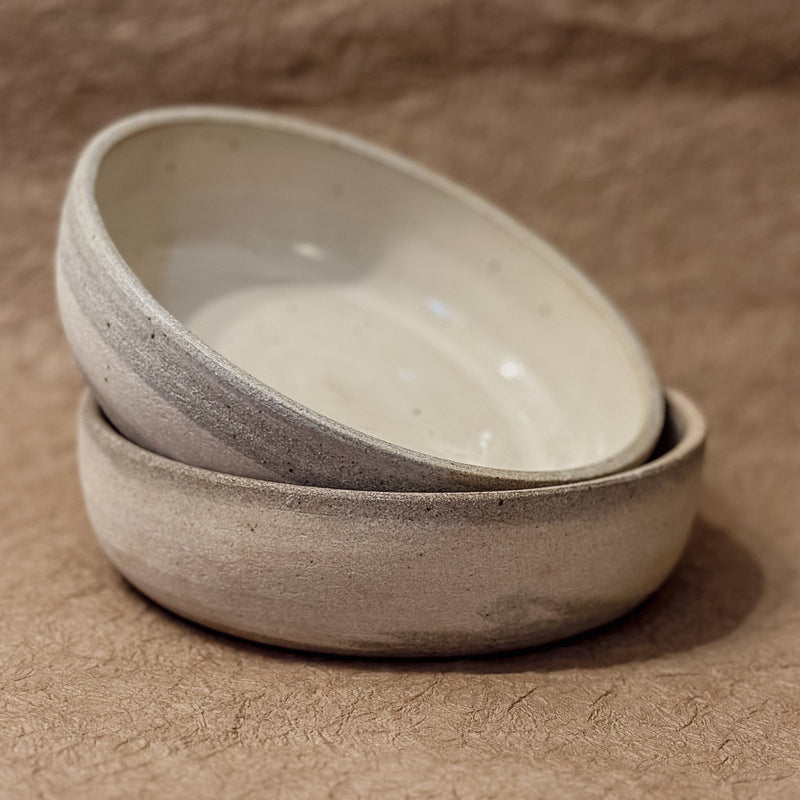 Olivia Snow Ceramics Bowl 7" Grey and White Marbled Ceramic Coupe Bowl