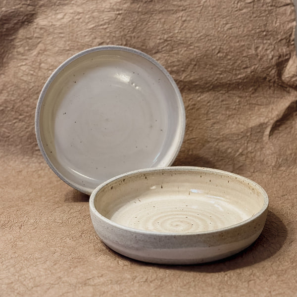 9" Grey and White Marbled Ceramic Coupe Bowl - My American Goods