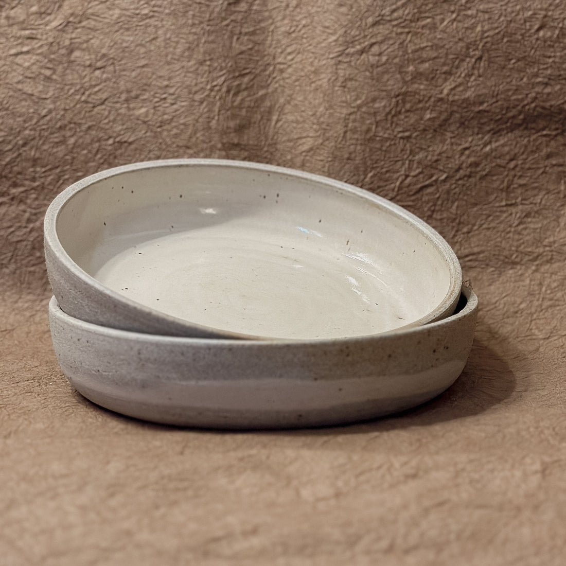 Olivia Snow Ceramics Bowl 9" Grey and White Marbled Ceramic Coupe Bowl
