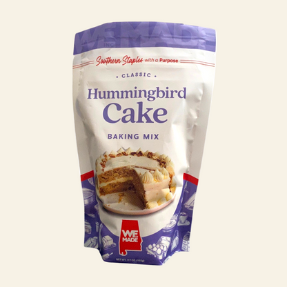Packaging of Hummingbird Cake baking mix with visible branding on a white background