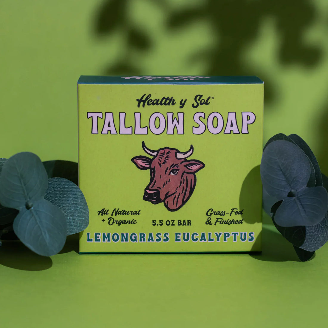 Health y Sol Bar Soap Lemongrass Eucalyptus Grass-Fed Tallow Bar Soap 5.5 oz