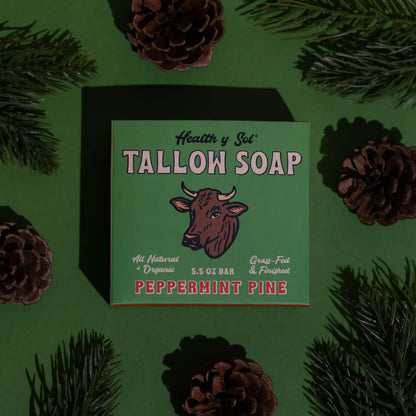 Health y Sol Bar Soap Peppermint Pine Grass-Fed Tallow Bar Soap 5.5 oz