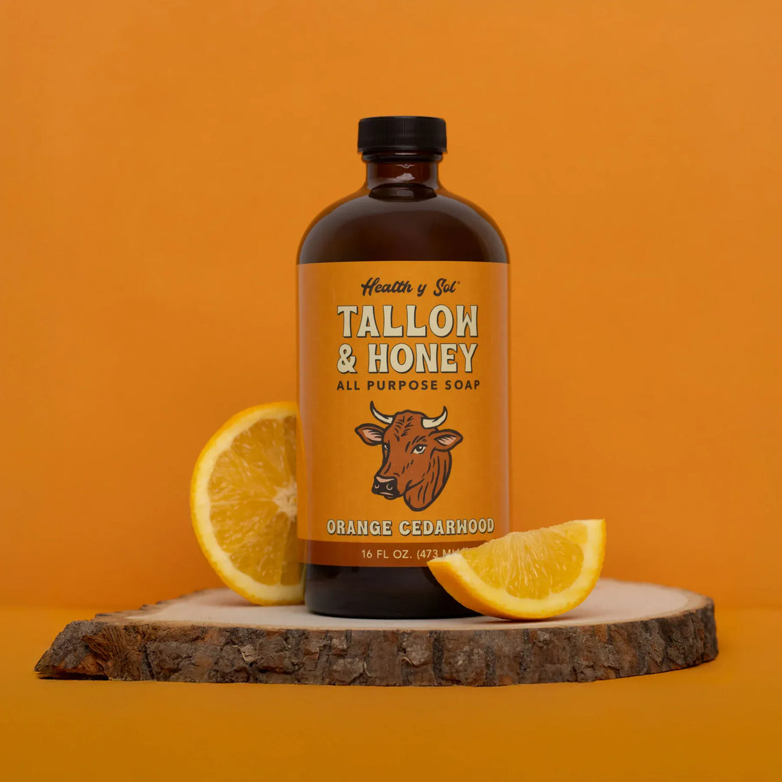 Health y Sol Body Wash Bottle Only Orange Cedarwood Tallow &amp; Honey Liquid Soap – 16 oz