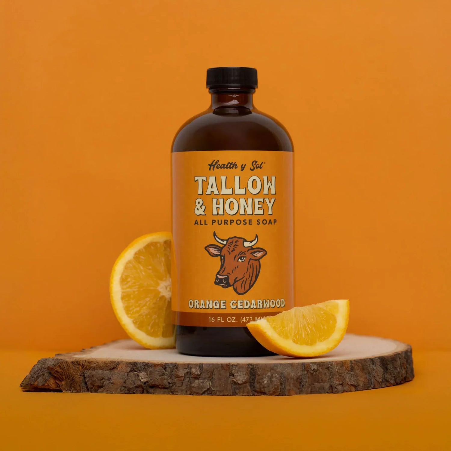 Health y Sol Body Wash Bottle Only Orange Cedarwood Tallow &amp; Honey Liquid Soap – 16 oz