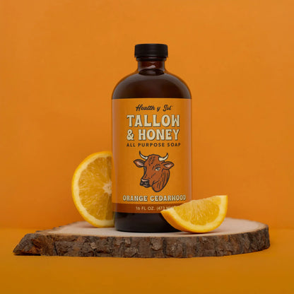 Health y Sol Body Wash Bottle Only Orange Cedarwood Tallow &amp; Honey Liquid Soap – 16 oz