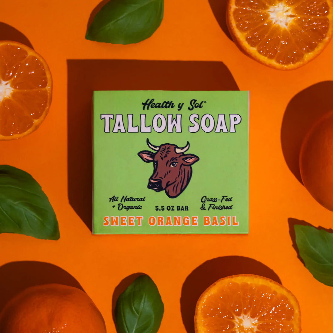 Health y Sol Bar Soap Sweet Orange Basil Grass-Fed Tallow Bar Soap 5.5 oz