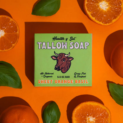 Health y Sol Bar Soap Sweet Orange Basil Grass-Fed Tallow Bar Soap 5.5 oz