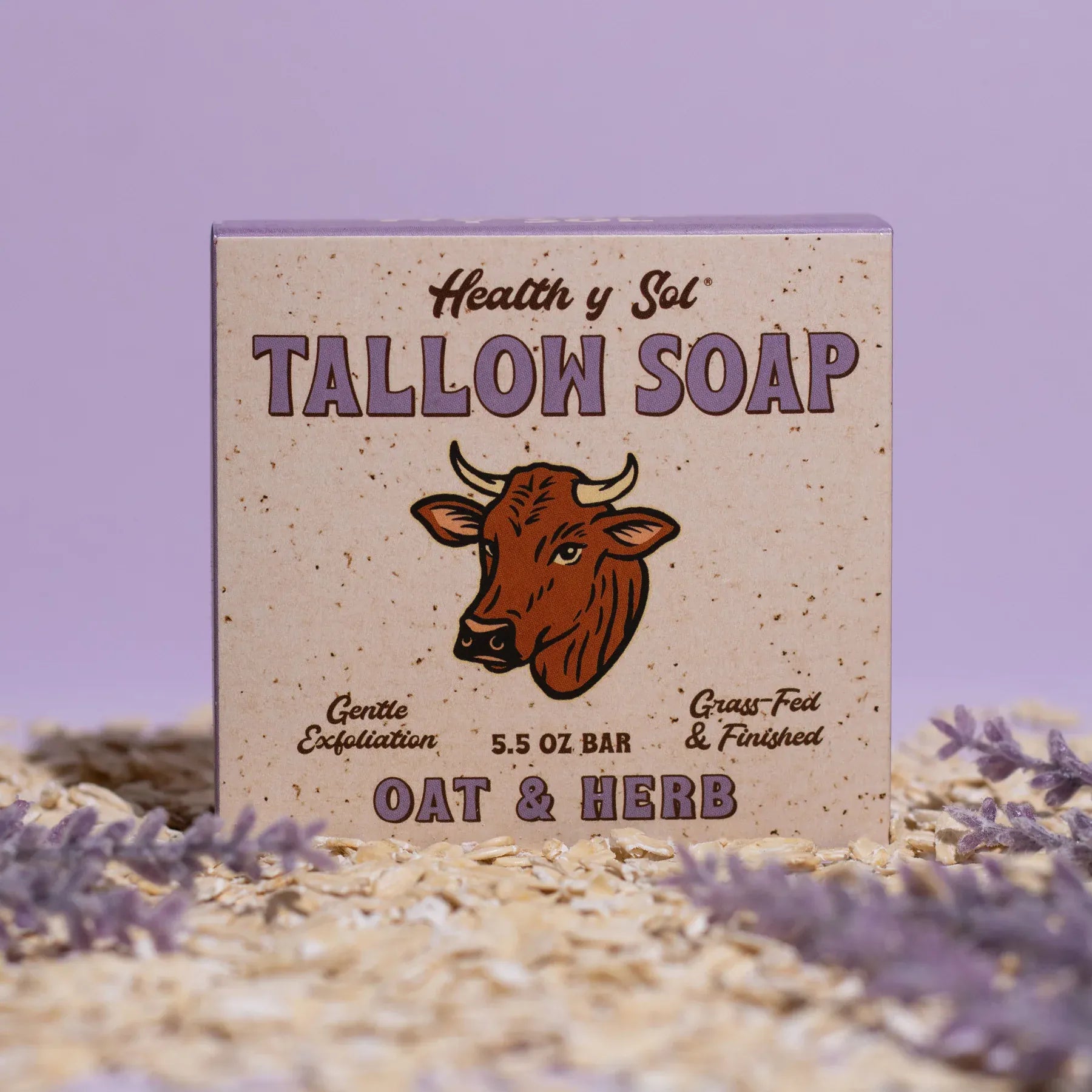 Health y Sol Bar Soap Oat &amp; Herb Exfoliating Grass-Fed Tallow Bar Soap 5.5 oz