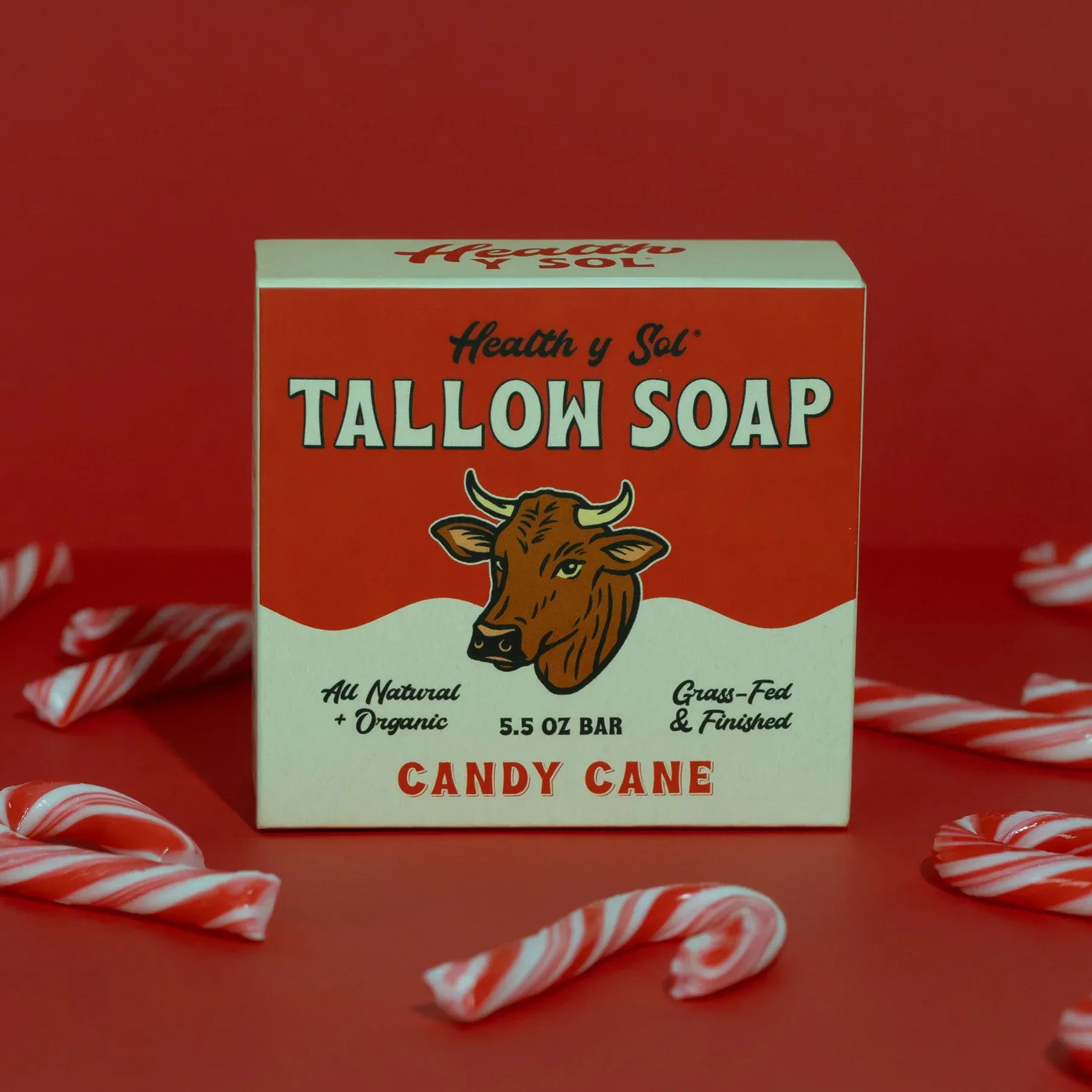 Health y Sol Bar Soap Candy Cane Grass-Fed Tallow Bar Soap 5.5 oz